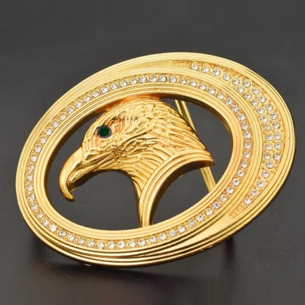 Men’s - Luxury Gold Plated Belt Buckle With High-Glossy Diamonds
